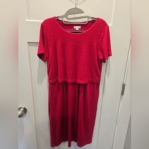 J.Jill Red Layered Knit Midi Dress XS — Soft Rayon Stretch Casual